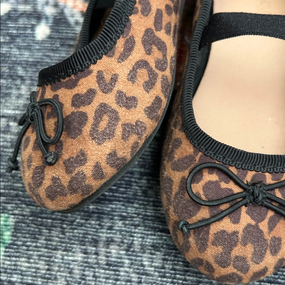 Old Navy Toddler Leopard Print Bow Ballet Flats, Size 7